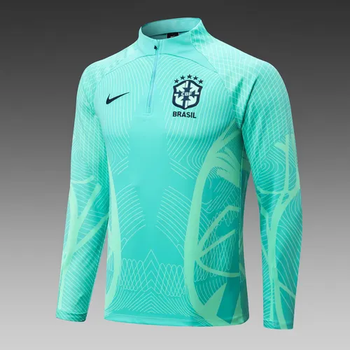 2022 Brazil Half-Pull Training Suit Light Green Football Shirt  Set — view 3