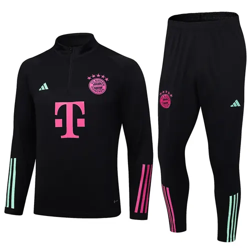 2023/2024 Bayern Halbzug Trainingsanzug Schwarz Trikot Set  — view 1