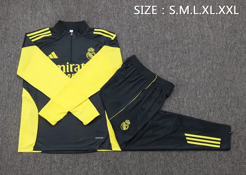 Tenue d'Entraînement Half-Pull Real Madrid Gris Foncé Manches Jaunes 2025/2026 Maillot de Football  Set — view 5