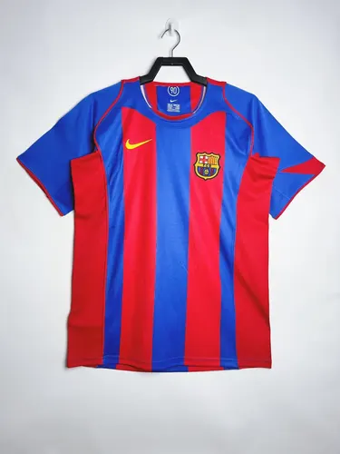 2004/2005 رجعي برشلونة قميص المنزل بدون ياقة جودة تايلاندية — view 1