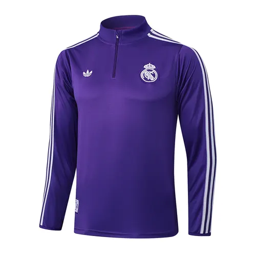 Chándal de entrenamiento con media cremallera Edición Retro morado de Real Madrid 2025/2026 Camiseta de fútbol Calidad Thai Set — view 3