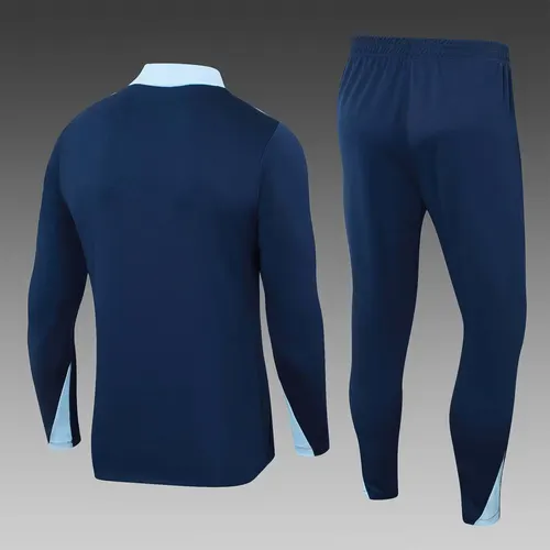 Conjunto de Camiseta de Fútbol de Entrenamiento de Media Cremallera 2024 de Francia Azul Real — view 2