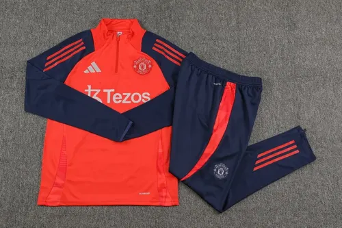 2024/2025 Manchester United Half-Pull Training Suit Red Blue Football Shirt  Set — view 7