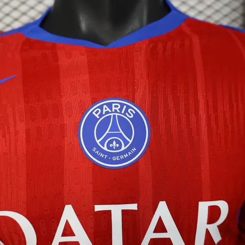 2025/2026 Long Sleeve Player Version Paris Saint-Germain Third away Red Football Shirt  — view 5
