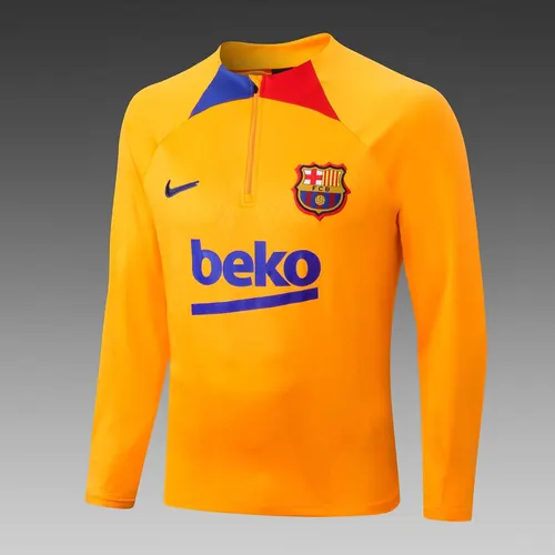 2022/2023 Barcelona Media Cremallera Chándal Amarillo Camiseta Set — view 3