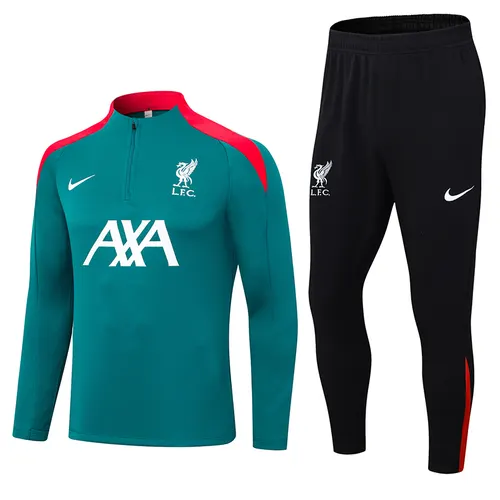 2024-2025 Liverpool Halb-Reißverschluss Trainingsanzug Grün Trikot  Set