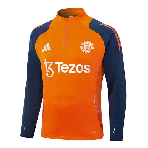 2024/2025 Manchester United Half-Pull Training Suit Orange Football Shirt  Set — view 3