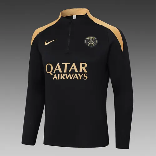 Conjunto de Entrenamiento Semipull 2024/2025 del PSG Paris Saint-Germain Negro-Amarillo Cuello — view 3