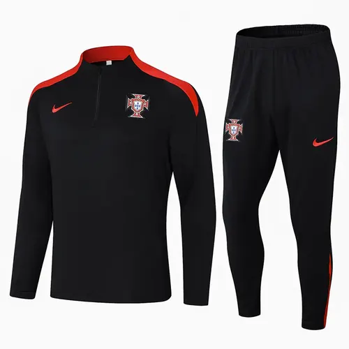 2024-2025 Portugal Half-Pull Training Suit Black Football Shirt Set — view 1
