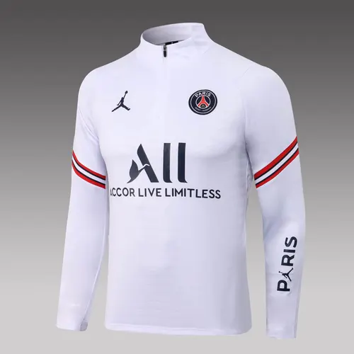 2021/2022 PSG Paris Saint-Germain Halb-Reißverschluss Trainingsanzug Weiß Set — view 3
