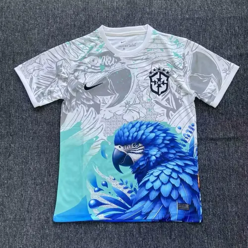 2025/2026 Brasilien Special Edition Weiß Blau Vogel Fußballtrikot 
