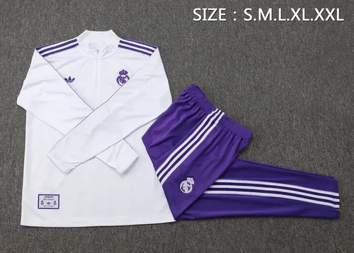 2025-2026 Real Madrid Retro White Half-Pull Training Suit Football Shirt  Set 02 — view 5