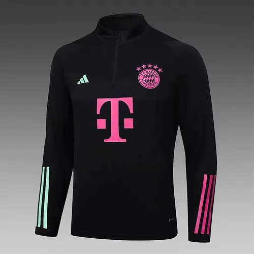 2023/2024 Bayern Halbzug Trainingsanzug Schwarz Trikot Set  — view 3