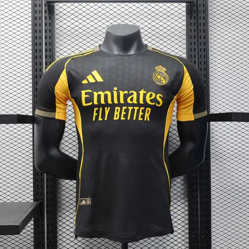 2025/2026 Player Version Real Madrid Special Edition Black and Gold Football Jersey  — view 1