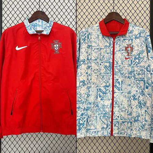 2024 Portugal Reversible Windbreaker (red-white)Soccer Jersey 