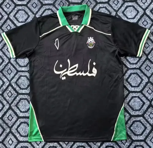 2025/2026 Camiseta de fútbol Palestina negro cuello verde  — view 1