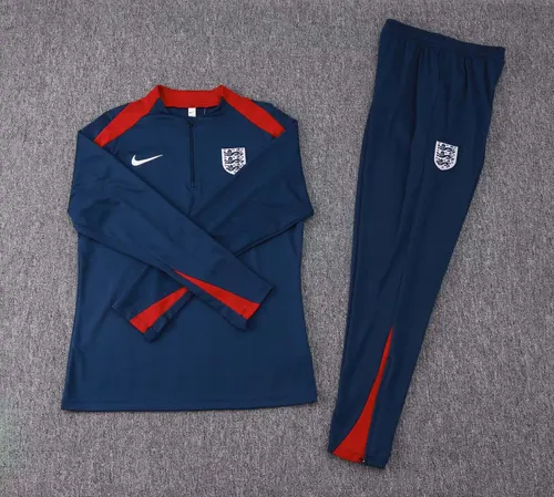2024 England Half-Pull Trainingsanzug Königsblau Fußballtrikot Set — view 3