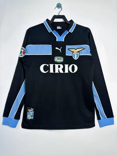 1998/1999 رجعي كم طويل Lazio قميص كرة قدم خارجي جودة تايلاندية
