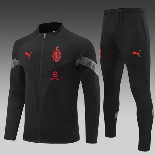 2022/2023 AC Milan Long Zipped Jacket Black Soccer Jersey  Set