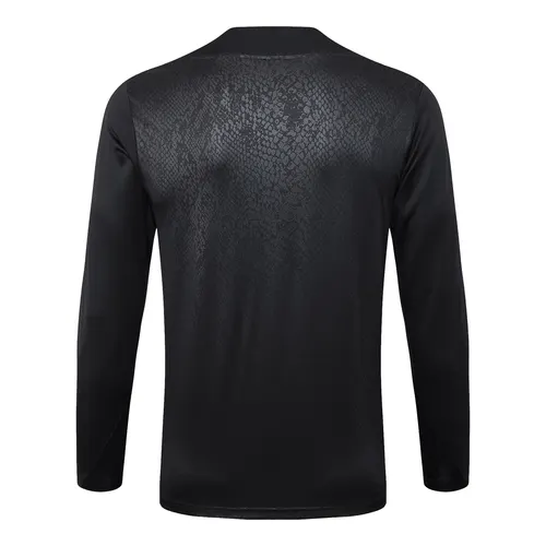 2025/2026 Barcelona Half-Pull Trainingsanzug Schwarz Verbundausgabe Trikot Set 01 — view 4