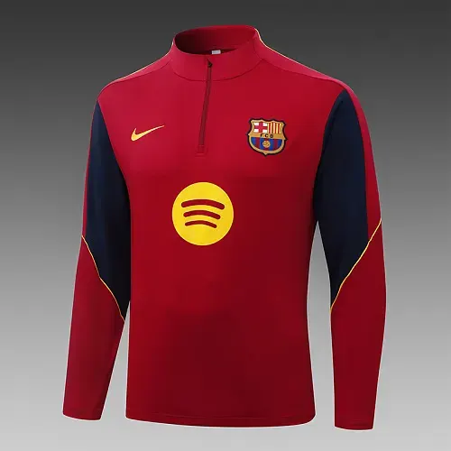 2026/2027 Barcelona Half-Pull Training Red Football Shirt   Set — view 4