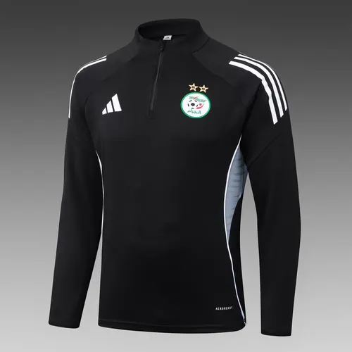 2025 Algerien Nationalmannschaft Halb-Reißverschluss Trainingsanzug Schwarzes Shirt Set — view 3