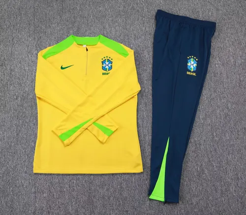 2025 Survêtement Entraînement Mi-Zip Brésil Jaune Maillot AAA qualité fan Ensemble — view 7