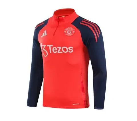 2024/2025 Manchester United Half-Pull Training Suit Red Blue Football Shirt  Set — view 3