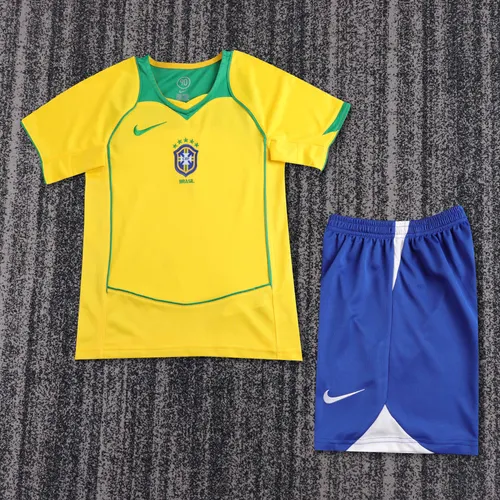 2004 Retro Brasilien Heim-Fußballtrikot Kindergröße